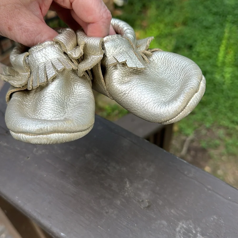 Gold Leather Baby Moccasins